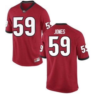 #59 Broderick Jones Georgia Bulldogs Men's Replica Embroidery Jersey Red