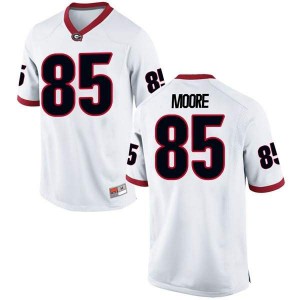 #85 Cameron Moore Georgia Bulldogs Men's Game Stitch Jersey White