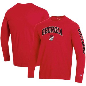 T-Shirt UGA Men's Champion Long Sleeve 2-Hit Arch & Logo Alumni T-Shirts Red