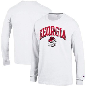 T-Shirt University of Georgia Men's Champion Long Sleeve Arch Over Logo Football T-Shirt White