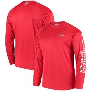 T-Shirt Georgia Bulldogs Men's Columbia PFG Long Sleeve Terminal Tackle Omni-Shade University T-Shirt Red