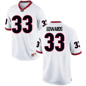 #33 Daijun Edwards Georgia Bulldogs Men's Game Football Jerseys White