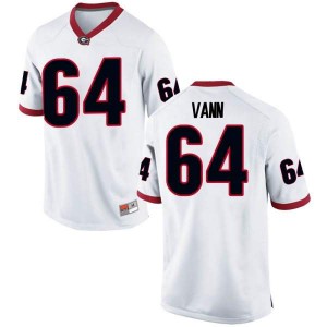 #64 David Vann Georgia Bulldogs Men's Replica Embroidery Jerseys White