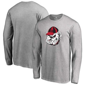 T-Shirt Georgia Men's Long Sleeve Primary Logo University T-Shirts Gray Heathered