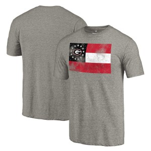 T-Shirt UGA Men's State Flag Tri-Blend Alumni T-Shirts Gray Heathered