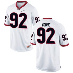 #92 Justin Young UGA Men's Authentic Stitch Jersey White