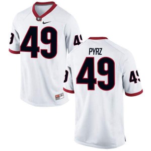 #49 Koby Pyrz Georgia Bulldogs Men's Replica Football Jerseys White