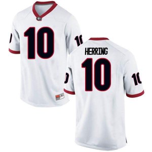 #10 Malik Herring UGA Men's Game Football Jerseys White