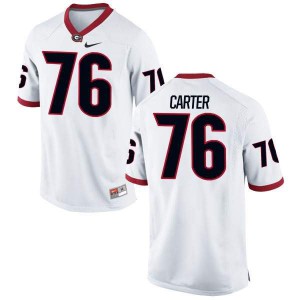 #76 Michail Carter Georgia Bulldogs Men's Authentic Stitch Jerseys White