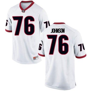 #76 Miles Johnson UGA Bulldogs Men's Game Embroidery Jerseys White
