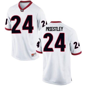 #24 Nathan Priestley Georgia Bulldogs Men's Game Stitch Jerseys White