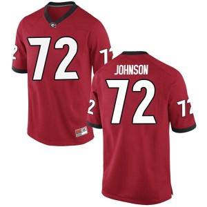 #72 Netori Johnson Georgia Bulldogs Men's Game Stitch Jersey Red