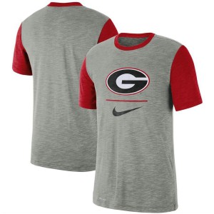 T-Shirt University of Georgia Men's Baseball Performance Cotton Slub Red NCAA T-Shirt Gray Heathered