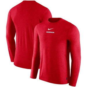 T-Shirt Georgia Men's 2019 Coaches Sideline UV Performance Top Long Sleeve College T-Shirt Red
