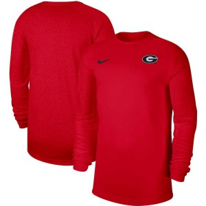 T-Shirt Georgia Bulldogs Men's Coaches UV Logo Long Sleeve Performance Stitched T-Shirts Red