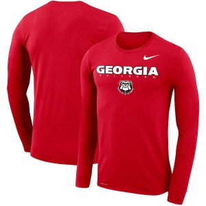 T-Shirt Georgia Bulldogs Men's Facility Legend Performance Long Sleeve Stitched T-Shirt Red
