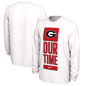 T-Shirt UGA Men's Basketball Our Time Bench Legend Performance Long Sleeve Football T-Shirt White