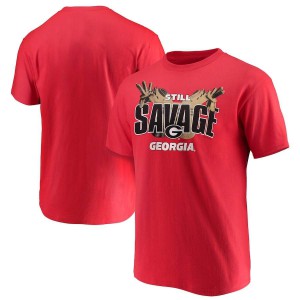 T-Shirt University of Georgia Men's Official 2018 Still Savage Embroidery T-Shirts Red