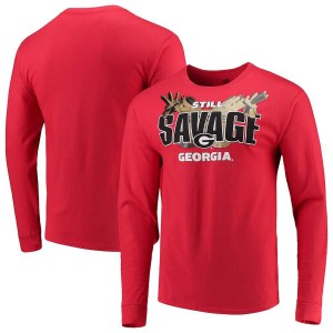 T-Shirt University of Georgia Men's Still Savage Long Sleeve Embroidery T-Shirts Red
