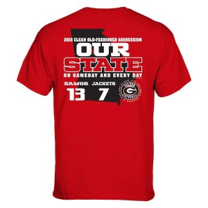 T-Shirt Georgia Bulldogs Men's vs. Georgia Tech Yellow Jackets 2015 Our State Rivalry Score Official T-Shirt Red