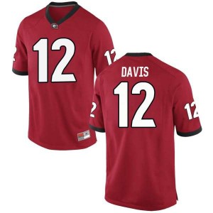 #12 Rian Davis UGA Bulldogs Men's Replica Embroidery Jersey Red