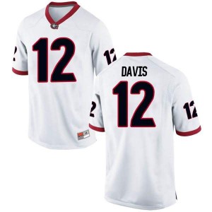 #12 Rian Davis University of Georgia Men's Replica Football Jerseys White