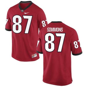 #87 Tyler Simmons Georgia Bulldogs Men's Authentic Player Jerseys Red