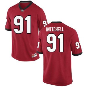 #91 Tymon Mitchell University of Georgia Men's Game University Jerseys Red