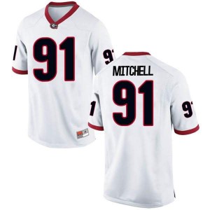 #91 Tymon Mitchell UGA Men's Replica University Jerseys White