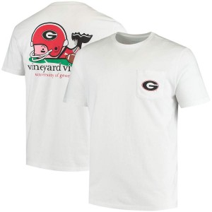 T-Shirt Georgia Bulldogs Men's Vineyard Vines Football Whale NCAA T-Shirt White