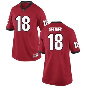 #18 Brett Seither Georgia Bulldogs Women's Replica Stitch Jersey Red