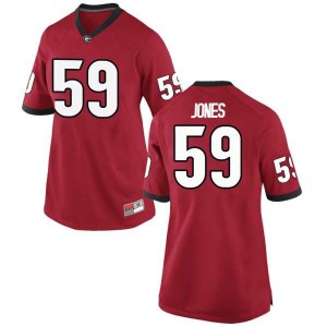 #59 Broderick Jones University of Georgia Women's Replica Football Jersey Red