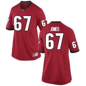 #67 Caleb Jones UGA Bulldogs Women's Game Football Jerseys Red
