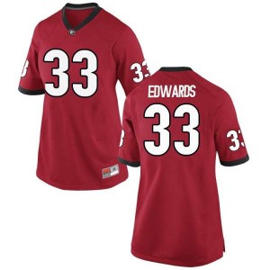 #33 Daijun Edwards Georgia Bulldogs Women's Replica Football Jersey Red