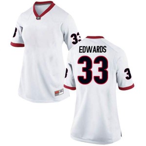 #33 Daijun Edwards Georgia Bulldogs Women's Replica College Jerseys White