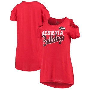 T-Shirt Georgia Women's G-III 4Her by Carl Banks Clear the Bases Cold Shoulder Official T-Shirt Red
