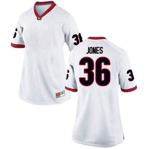 #36 Garrett Jones UGA Women's Game College Jersey White