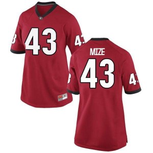 #43 Isaac Mize UGA Bulldogs Women's Game Stitched Jersey Red