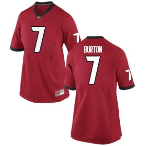 #7 Jermaine Burton University of Georgia Women's Game Football Jerseys Red