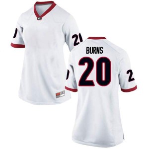 #20 Major Burns Georgia Bulldogs Women's Replica Stitched Jersey White