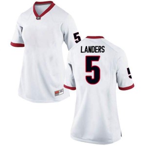 #5 Matt Landers Georgia Bulldogs Women's Replica Stitched Jerseys White