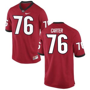 #76 Michail Carter Georgia Bulldogs Women's Authentic Football Jerseys Red