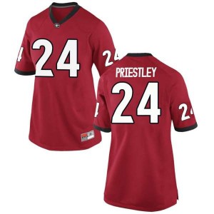 #24 Nathan Priestley UGA Women's Replica Football Jerseys Red