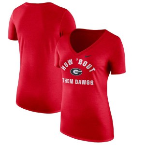 T-Shirt University of Georgia Women's Mantra Tri-Blend V-Neck Official T-Shirts Red