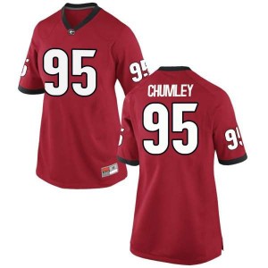 #95 Noah Chumley UGA Bulldogs Women's Game Stitch Jersey Red