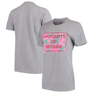 T-Shirt Georgia Bulldogs Women's Heathered Pressbox Flower Box Melange Stitch T-Shirts Gray