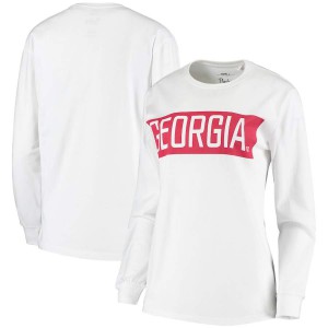T-Shirt Georgia Women's Pressbox Long Sleeve Big Block Official T-Shirt White