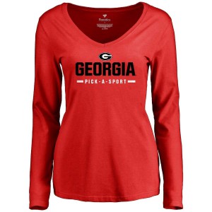 T-Shirt UGA Bulldogs Women's Custom Sport Wordmark Long Sleeve Football T-Shirt Red