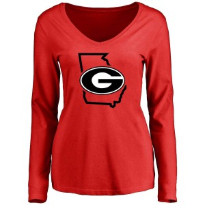 T-Shirt UGA Women's Tradition State Long Sleeve Official T-Shirts Red