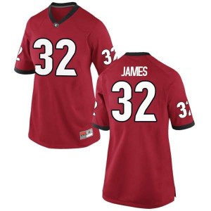 #32 Ty James Georgia Women's Game Football Jersey Red